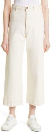 The Great. The Seafair Crop Raw Hem Wide Leg Jeans in Stone at Nordstrom Rack, Size 24