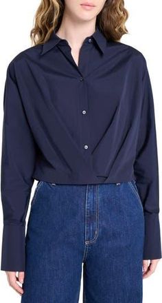 TWP Taken Draped Button-Up Shirt in Midnight at Nordstrom Rack, Size X-Small