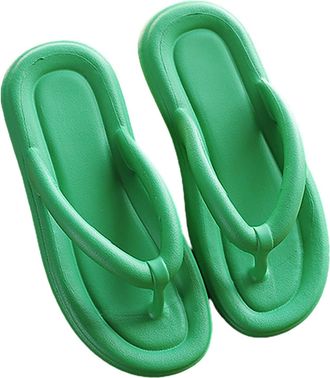 Generic Women Summer Flip Flops Beach Sandals With Flat Bottom Sole Design For Outdoor Holiday Walking Comfort (Green, 5)