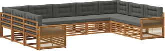 vidaXL Conjunto De Sof&aacute;s De Exterior 9 Uds. Natural Y Antracita Vidaxl