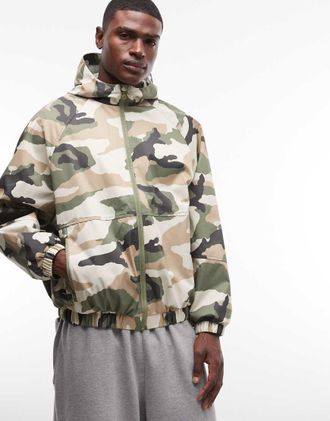 Asos StormMAX - Giacca impermeabile ripiegabile mimetica-Verde