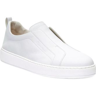 Santoni Victory Slip-On Sneaker in White at Nordstrom, Size 10.5