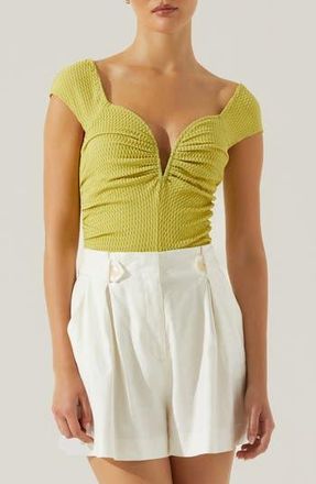 ASTR the Label Ninette Textured Bodysuit in Avocado at Nordstrom Rack, Size X-Small