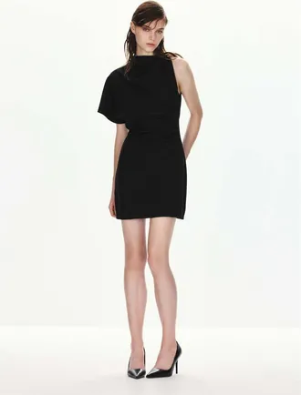Mango Vestito asimmetrico dettaglio metallizzato nero - Donna - S - MANGO