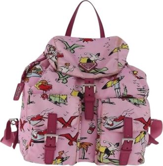 Prada Pre-owned Vintage Rugzak - Dames - Vintage Rugzakken - Roze - ONE Size - Leer - Vintage