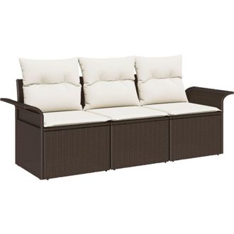 vidaXL Conjunto De Sof&aacute; De Jard&iacute;n 3 Pcs Marr&oacute;n 196 X 62 X 85cm Vidaxl