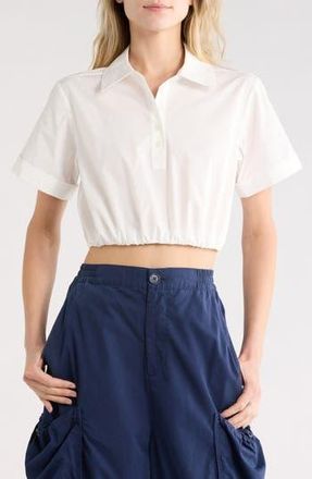 SIMKHAI Nicky Crop Button-Up Shirt in White at Nordstrom Rack, Size X-Small