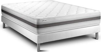VITALIT Somier blanco + colch&oacute;n con espuma viscoel&aacute;stica 140 x 190