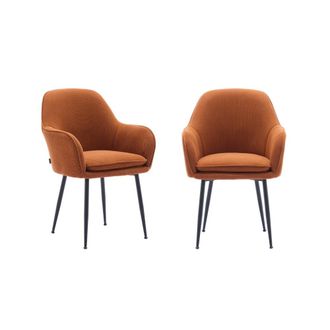 Sweeek Sill&oacute;n de pana con patas de metal negro mate, set de 2, camel