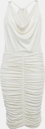 Elisabetta Franchi White Jersey Ruched Bodycon Dress