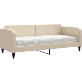 vidaXL Sof&aacute; Cama Con Colch&oacute;n Tela Crema 80x200 Cm Vidaxl