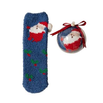 Generic Christmas Fluffy Socks Mens Womens, Winter Warm Socks With Baubles For Xmas Decorations, Thermal Cotton Ankle Novelty Christmas Advent Calendar Decora