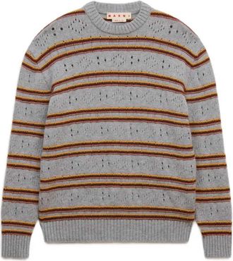 Marni Grey Cashmere Open Knit Sweater