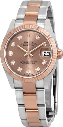 Rolex Datejust 31 Rose Diamond Dial Automatic Ladies 18kt Everose Gold Oyster Watch 278271PDO