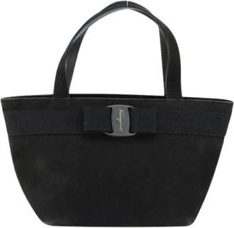 Ferragamo Pre-owned Handbags, female, Black, Size: ONE SIZE Pre-owned Suede Handbag