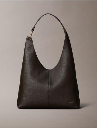 Calvin Klein Womens Slouchy Leather Medium Shoulder Bag - Dark Brown