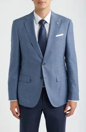 BOSS Hutson Slim Fit Medium Blue Textured Virgin Wool Sport Coat at Nordstrom, Size 42