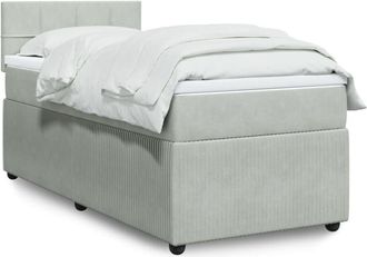 vidaXL Cama Box Spring Con Colch&oacute;n Terciopelo Gris Claro 90x190 Cm Vidaxl