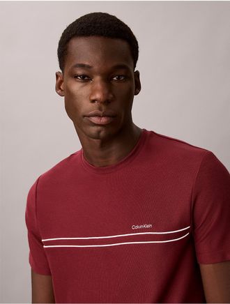 Calvin Klein Mens Pique Contrast Piping Tee - Red - 2XL