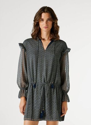 Pepe Jeans London Korte bedrukte jurk met lange mouwen