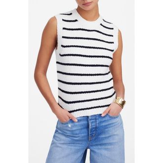 Madewell Boucl&eacute; Knit Sweater Tank in Cream Black Stripe at Nordstrom Rack, Size Xx-Small