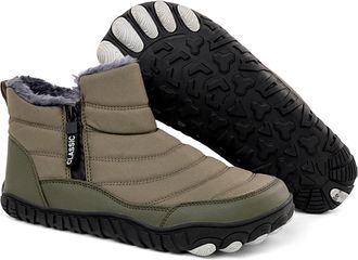 Generic Mens Waterproof Snow Shoes Ankle Boots With Fur Lining Outdoor Walking Shoes For Hiking Winter Sneakers(Gr&uuml;n,8.5 UK)