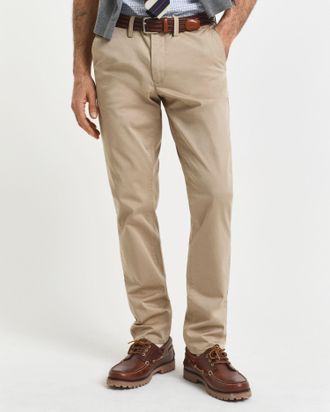 GANT Chinohose GANT SLIM TWILL CHINOS, Herren, Gr. 30, L&auml;nge 34, gr&uuml;n (schwarz khaki), Twill, Obermaterial: 98% Baumwolle, 2% Elasthan, unifarben, slim fit