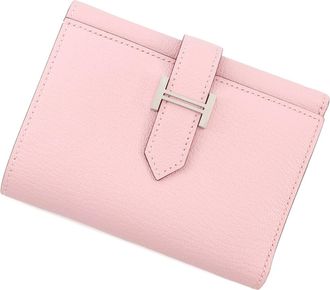 Herm&egrave;s Rose Sakura Chevre Myzore Leather Wallet (Tri-Fold) (Pre-Owned)