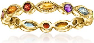 RS Pure by Ross-Simons Multi-Gemstone Geometric Eternity Band in 14kt Yellow Gold