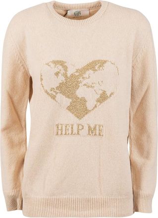 Alberta Ferretti Alberta Ferretti, Round-neck Knitwear, female, Beige, Size: XS Knit