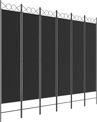 vidaXL Biombo Divisor De 6 Paneles De Tela Negro 240x200 Cm Vidaxl
