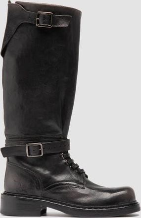 Officine Creative Dakota 003 Leather Military Boots in Black at Nordstrom, Size 38.5