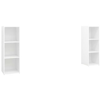 Berkfield Home TV Cabinets 2 pcs White 107x35x37 cm Engineered Wood | Size: 107 x 35 x 37 cm