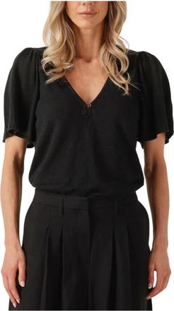 des petit hauts Dames, Truien, Zwart, Maat: XS Linnen