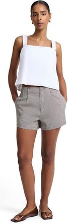 Onia Linen Stretch Short in Brown/white at Nordstrom, Size 10