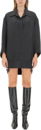 Khaite Black Shirt Collar Mini Dress