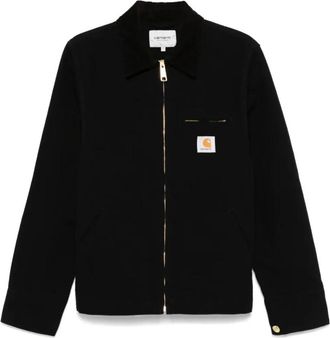 Carhartt Work in Progress Zwarte Detroit Jack met Corduroy Kraag - Heren - Zomerjassen - Zwart - M - Katoen - Jassen