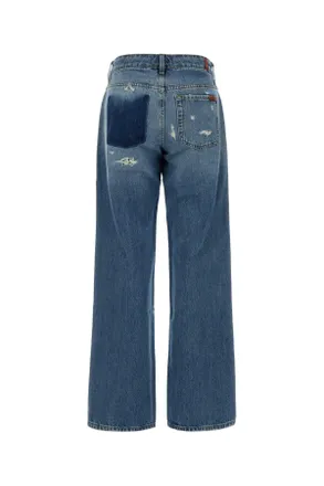 7 For All Mankind Womens Denim Low Straight Jeans Blumedio Exterior: Cotton