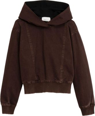 3.1 Phillip Lim panelled denim hoodie - women - Cotton - S - Brown