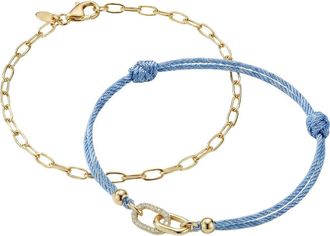 Argento Vivo Set of 2 Friendship Bracelets in Gold/blue at Nordstrom
