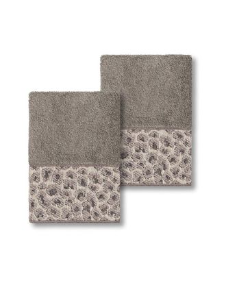 Linum Home Textiles Spots Turkish Cotton 2Pc Embellished Washcloth Set