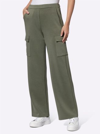 Heine Jerseyhose HEINE, Damen, Gr. 34, Normalgr&ouml;ssen, gr&uuml;n (khaki), 50% Modal, 44% Polyester, 6% Elasthan, unifarben, lang, Hosen Jerseyhose