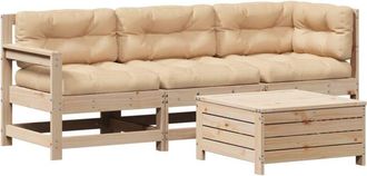 vidaXL Juego De Muebles De Jard&iacute;n 4 Pzas Y Cojines Madera Maciza Pino Vidaxl