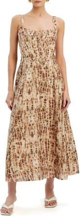 Bardot Lilah Pebble Print Corset Midi Dress at Nordstrom, Size 10