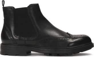 Kazar Zwarte leren Chelsea-laarzen met opengewerkte versiering - Heren - Chelseaboots - Zwart - 41 EU - Leer - Schoenen
