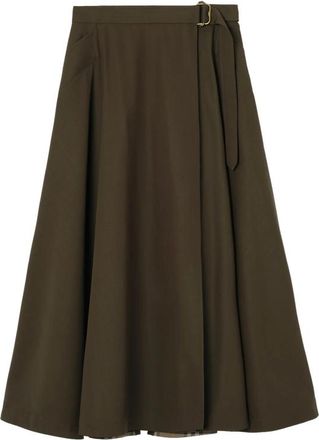 Burberry Wool Twill Midi Skirt