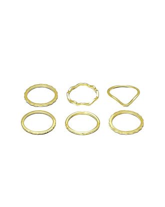Adornia Adornia 6Pc 14K Plated Wavy Band Set