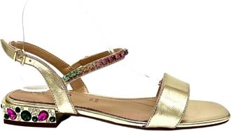 Ex&eacute; Womens Nina Flat Strappy Sandals In Light Gold Multi
