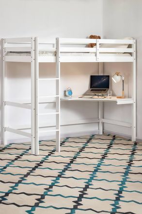 Home Discount Vida Designs Sydney Single Bunk Bed With Desk & Foam Mattress in White