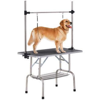 OEM Mesa De Peluquer&iacute;a Para Mascotas Mesa De Aseo Plegable Con Estante De Almacenamiento Altura Ajustable 20-80 Cm 107x60x170 Cm Negro